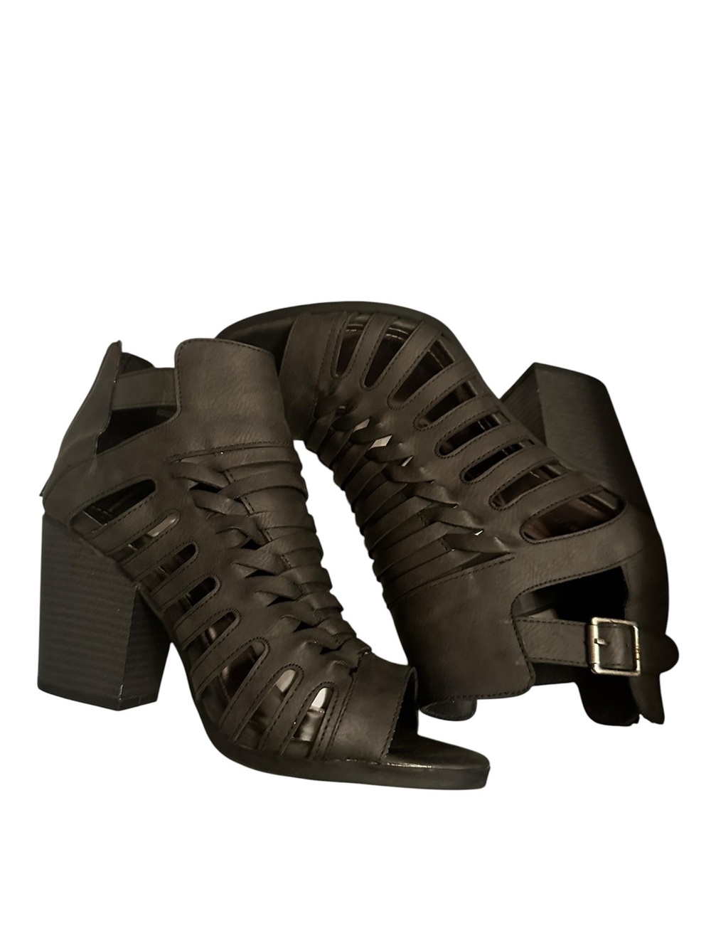 Women’s Maurices Black Cutout Block Heel Sandals Size 9